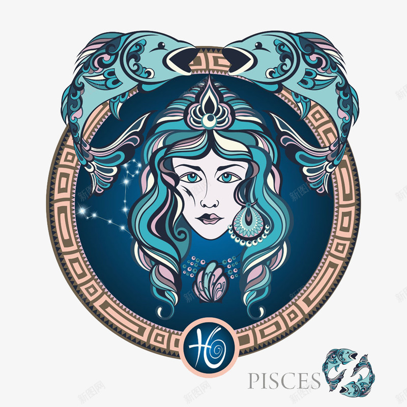 双鱼座png免抠素材_88icon https://88icon.com 创意标签 双鱼座 双鱼美女 座标签 星 星座