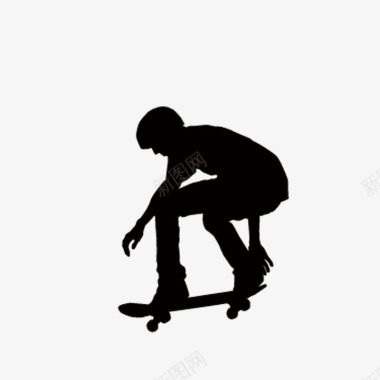 轮滑少年滑板剪影图标图标