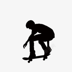 少年滑板滑板剪影图标高清图片