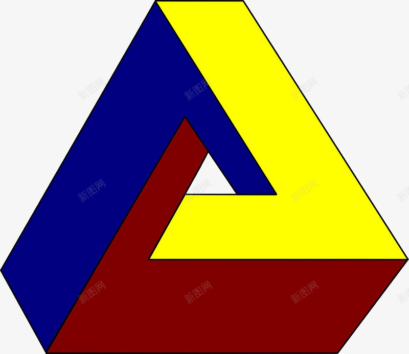 错觉三角形psd免抠素材_88icon https://88icon.com 三角形 红色黄色蓝色 视觉三角形 错觉 颜色错觉
