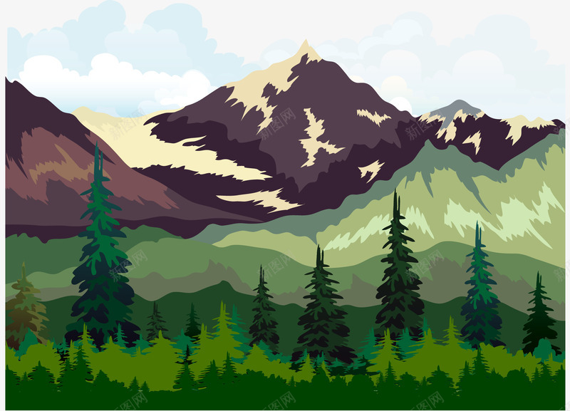 彩绘大山森林矢量图ai免抠素材_88icon https://88icon.com 创意 大山 小草 彩绘 森林 植物 白云 风景 矢量图