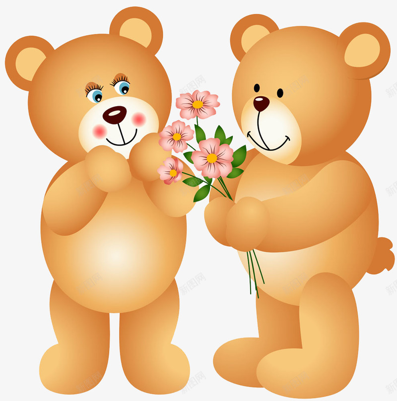 小熊的爱情png免抠素材_88icon https://88icon.com 卡通 可爱 小熊 情侣 手绘 熊猫 熊猫玩偶 爱情 花卉 质感 野花 鲜花