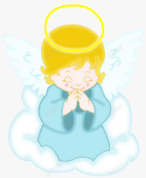 祈祷的小天使png免抠素材_88icon https://88icon.com 云朵 卡通 可爱 天使 蓝色