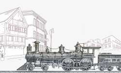 蒸汽式老火车城市插图素材