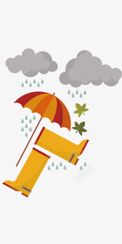 卡通下雨天的雨伞素材