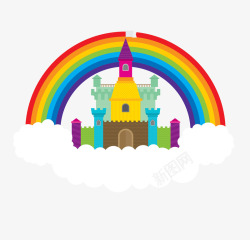 彩虹下的城堡素材