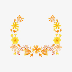 对称花环黄色花卉花环高清图片