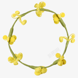 黄色小花花环装饰素材