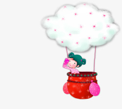 卡通白云热气球装饰图案素材