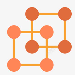 橙色手绘圆点和连接线素材