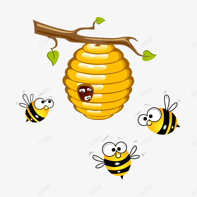 蜜蜂卡通png免抠素材_88icon https://88icon.com 卡通 可爱 昆虫 树枝 生态 绿色 自然 蜂窝 蜂蜜 蜜蜂 蜜蜂窝 采蜜
