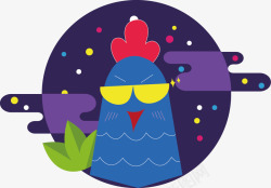 紫色鸡年图开素材