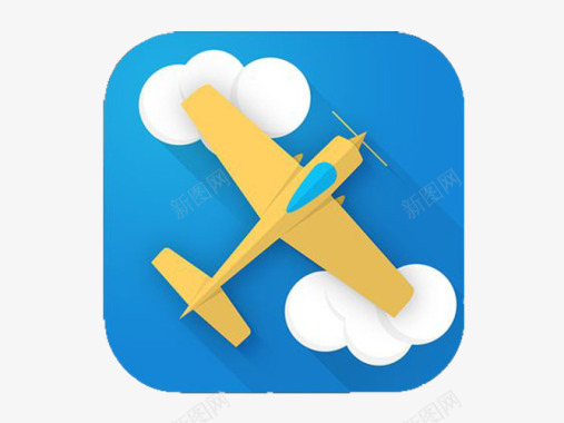 黄色云朵飞机半立体图标图标