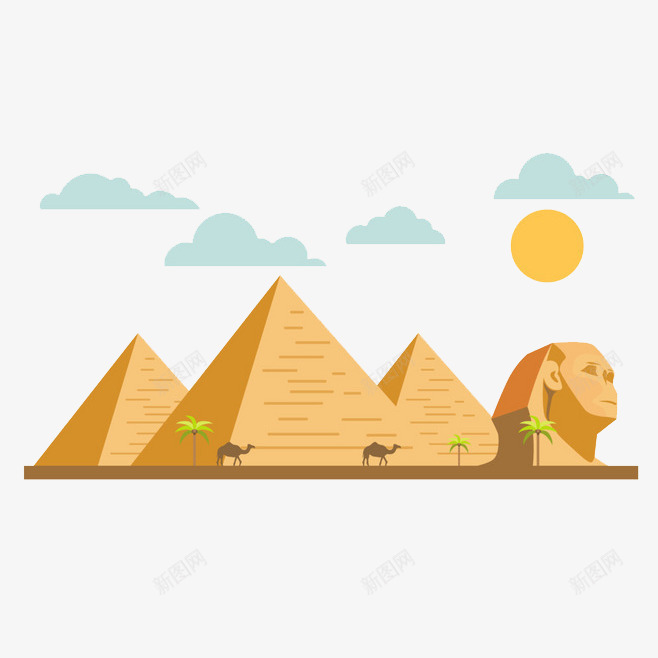 卡通金字塔png免抠素材_88icon https://88icon.com 卡通云朵 埃及 旅游景点 狮身人面像