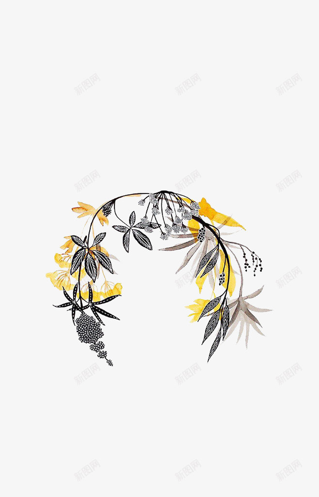 小清新花环边框psd免抠素材_88icon https://88icon.com PPT 小报 小清新 手抄报装饰 手绘 新年手抄报 水彩 花卉 边框