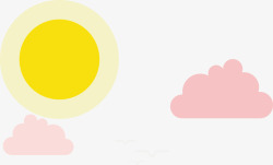 扁平卡通粉红色的云和太阳素材