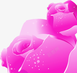 手绘粉色玫瑰星光素材