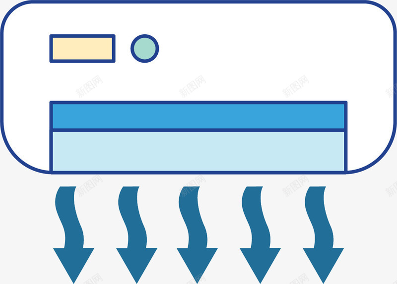 蓝色简洁空调风矢量图ai免抠素材_88icon https://88icon.com 手绘 清新 空调风 简洁 蓝色 矢量图