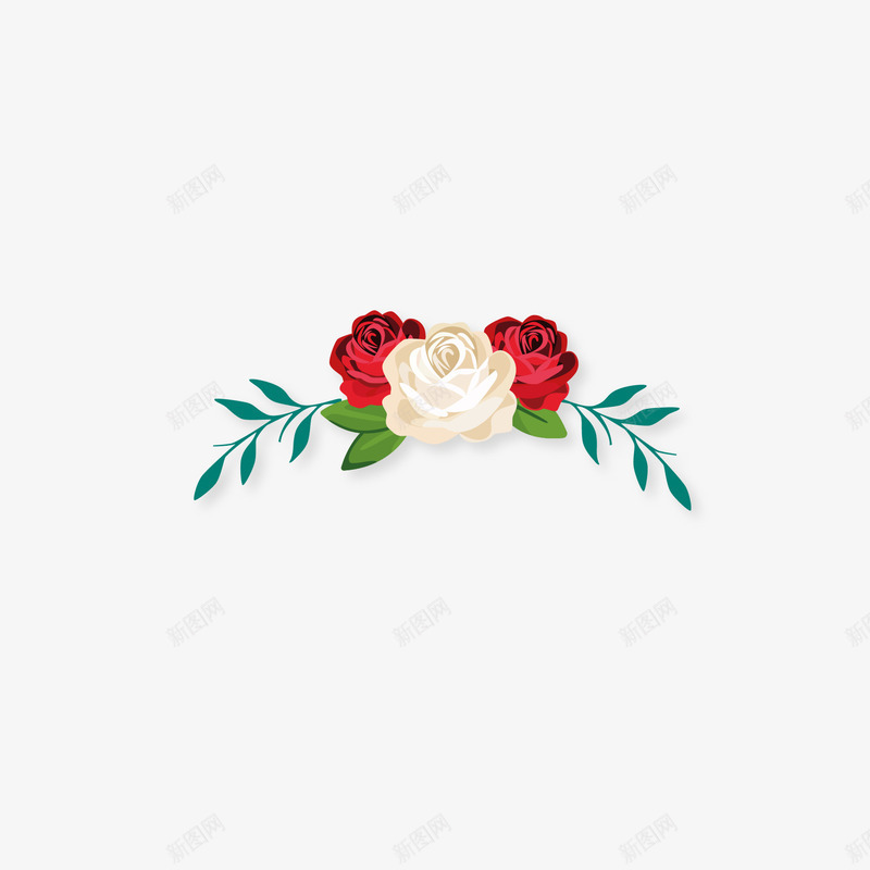 红白玫瑰装饰png免抠素材_88icon https://88icon.com 玫瑰装饰 花环 花装饰