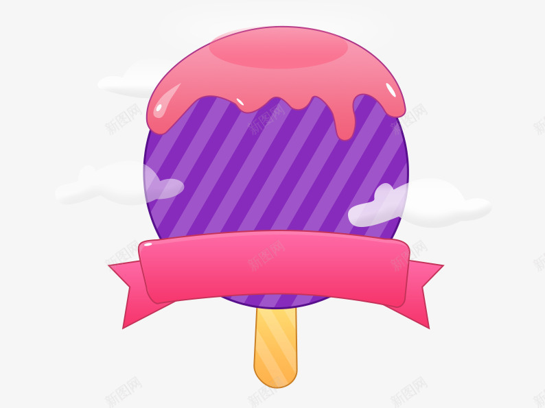 卡通糖果片png免抠素材_88icon https://88icon.com 丝带 卡通糖果 棒棒糖 白云 糖果