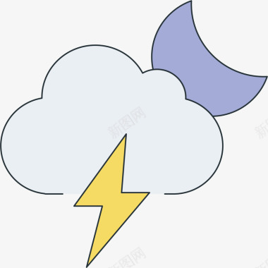 蓝色闪电背景天气情况装饰图标图标