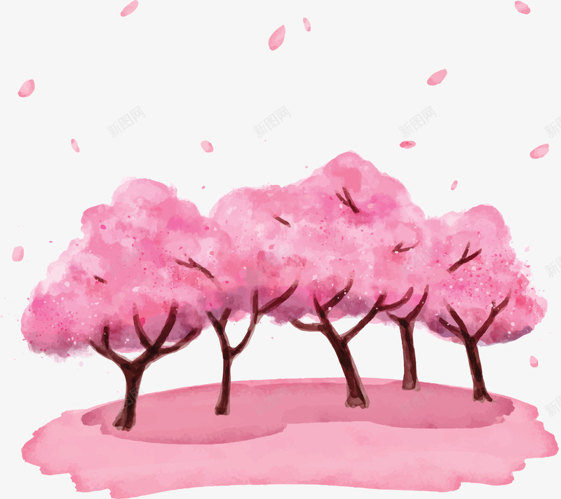 浪漫粉红樱花海报png免抠素材_88icon https://88icon.com 樱花 浪漫樱花 矢量png 粉红樱花 粉红色 飘落樱花