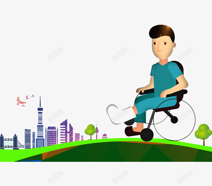 关爱残疾人png免抠素材_88icon https://88icon.com 关爱残疾人 卡通 城市 建筑 手绘