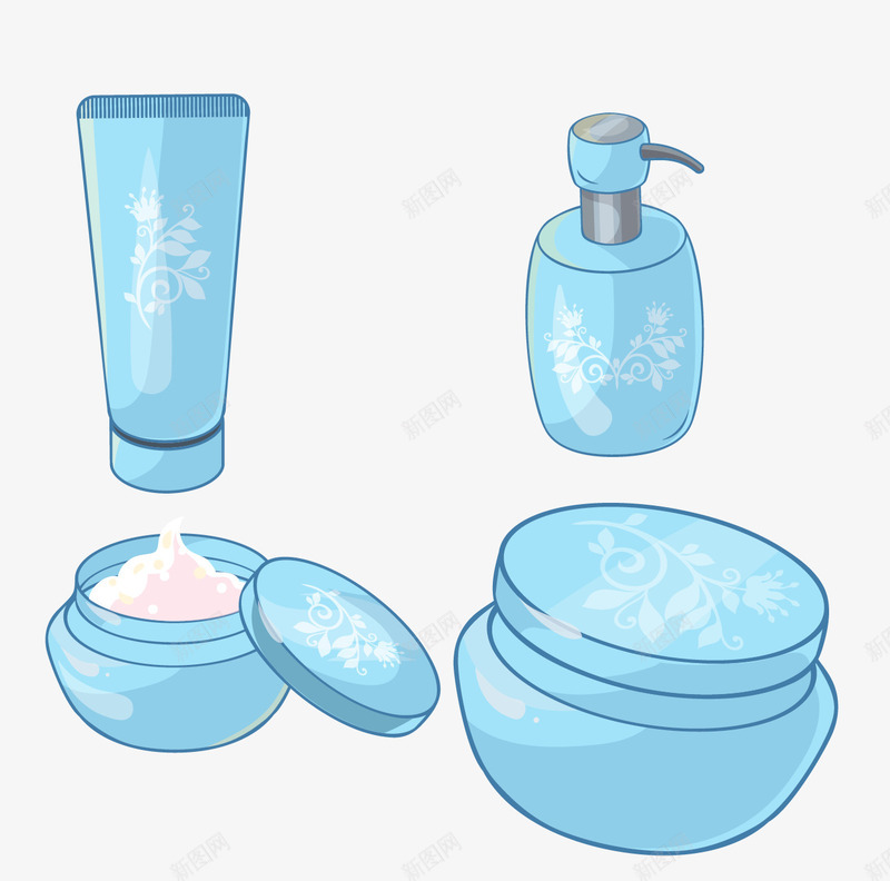 卡通化妆品矢量图eps免抠素材_88icon https://88icon.com 化妆品 搽脸油 洗面奶 美容 矢量图