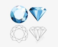 蓝色球形三角钻石素材