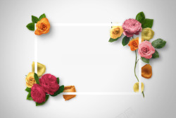 花环带花相框玫瑰红色素材