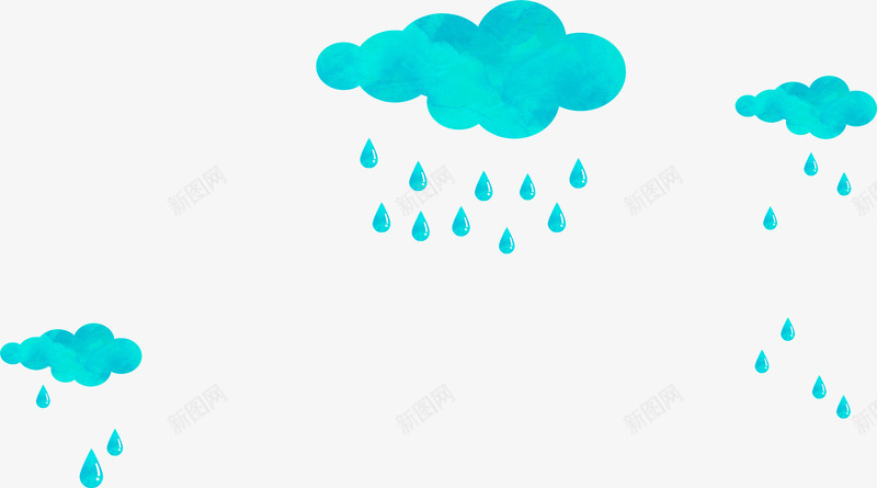 可爱卡通云朵雨滴下雨png免抠素材_88icon https://88icon.com 下雨 云朵 卡通 可爱 雨滴