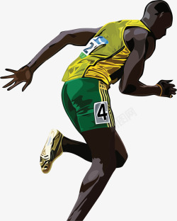 黑人运动员手绘博尔特高清图片