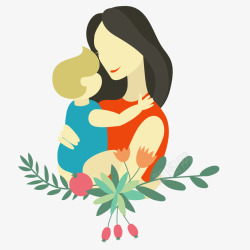妈妈抱着宝宝矢量插画妈妈抱着孩子图矢量图高清图片