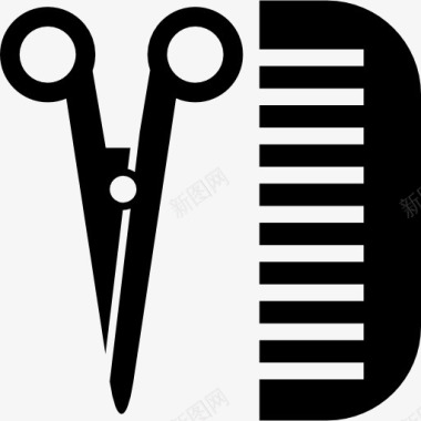 美容剪刀和梳子图标图标