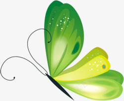 绿色卡通蝴蝶创意星光素材