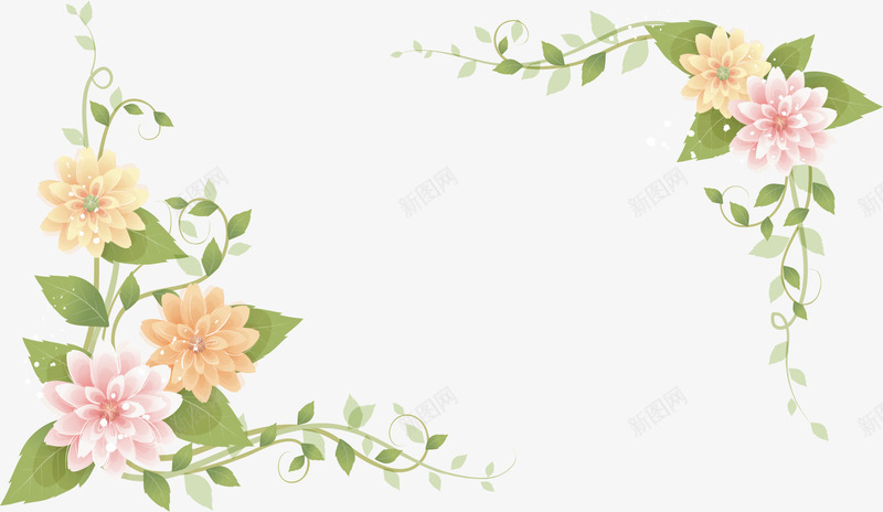 手绘花朵边框png免抠素材_88icon https://88icon.com AI 卡通 手绘 清新 花卉 花朵 边框 鲜花
