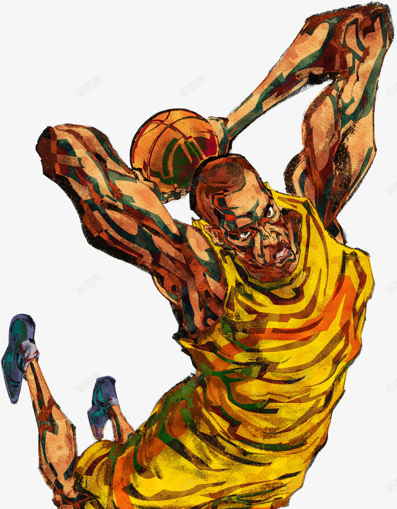 打篮球的运动员黄色手绘人物png免抠素材_88icon https://88icon.com 人物 篮球 运动员 黄色