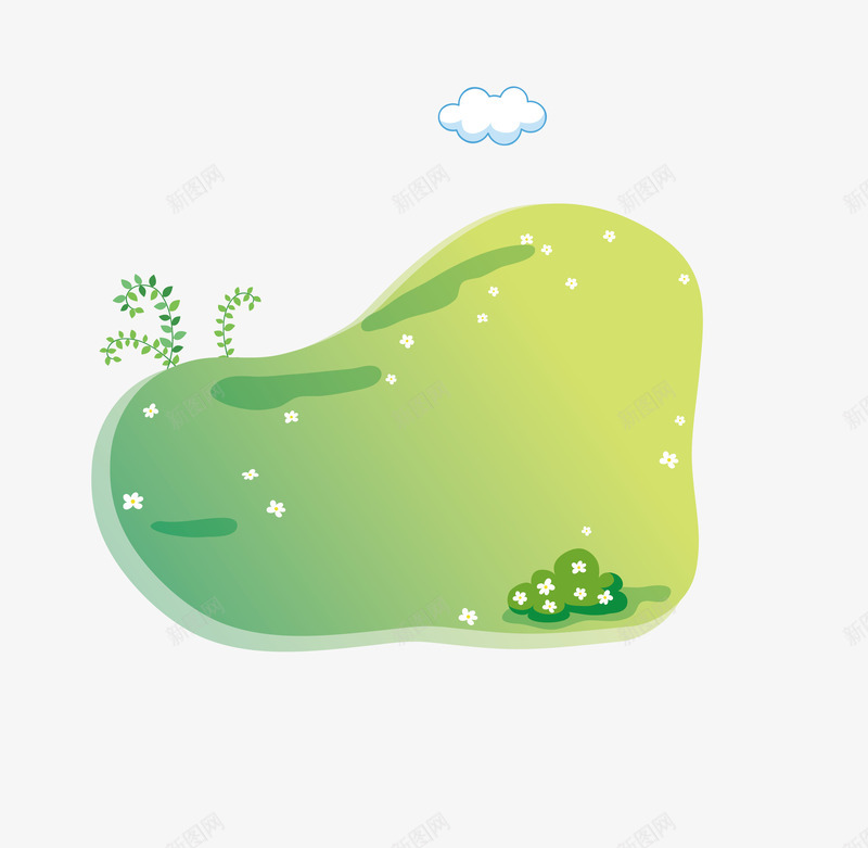 草地白云小花矢量图ai免抠素材_88icon https://88icon.com 小树 景色 环境 白云 白花小花 绿色草地 风景 矢量图