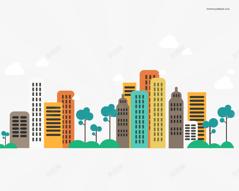 扁平颜色抽象的城市背景png免抠素材_88icon https://88icon.com 城市背景 扁平 抽象的城市 设计元素
