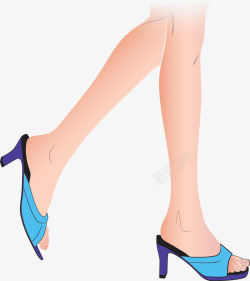 创意手绘夏天的长腿美女女鞋素材