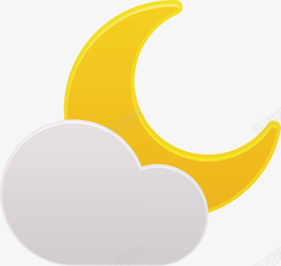 黄色云朵晚间多云标图标图标