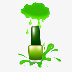 绿色雨滴白云指甲油瓶素材