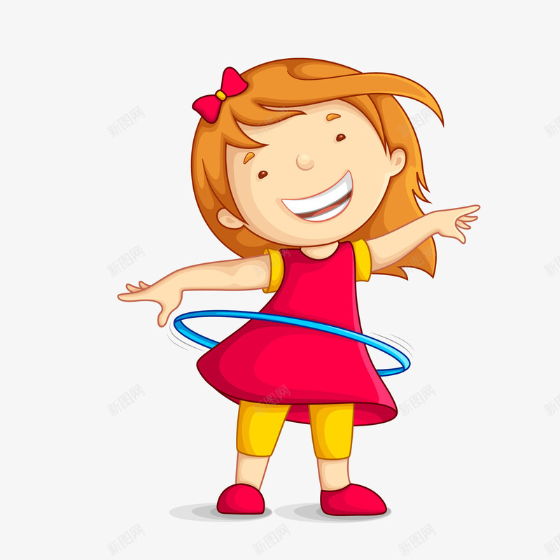 转呼啦圈的女孩矢量图ai免抠素材_88icon https://88icon.com 儿童节 卡通 可爱 呼啦圈 女孩 校园运动会 锻炼 矢量图