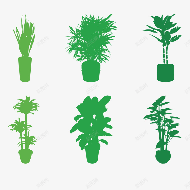 绿色植物剪影矢量图ai免抠素材_88icon https://88icon.com 剪影 盆栽 矢量植物剪影 花卉 矢量图