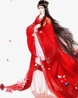 长袍的美女红色长袍古装美女高清图片