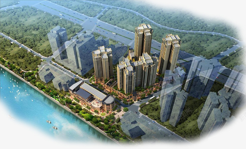 小区边的蔚蓝色河流png免抠素材_88icon https://88icon.com 公路 城市 小区鸟瞰图 建筑 树木 楼房 河流 现代建筑 绿色 蔚蓝色 鸟瞰图