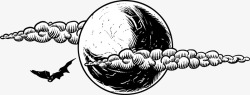 月亮素描素描风格月球云层矢量图高清图片