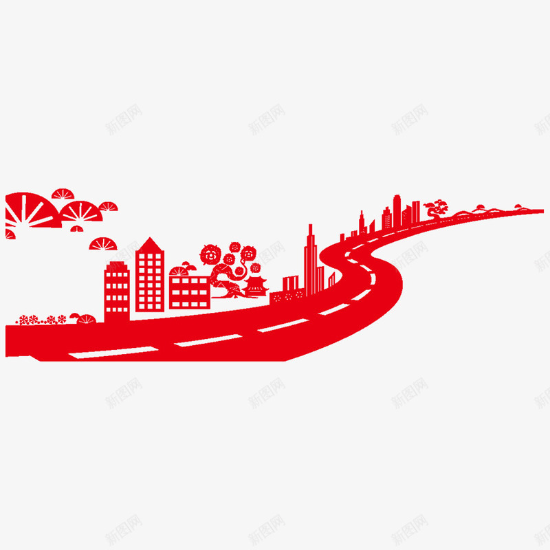 城市公路png免抠素材_88icon https://88icon.com 城市图案 新年素材 红色公路 过年装饰元素 鸡年素材
