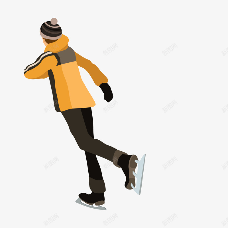 滑冰的人物背影矢量图ai免抠素材_88icon https://88icon.com 人物设计 全民健身日 卡通 滑冰 背影 运动 矢量图