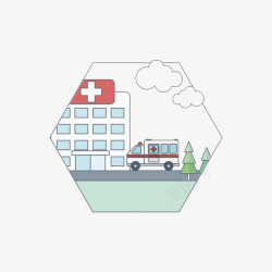 医院插图矢量图医院和救护车高清图片